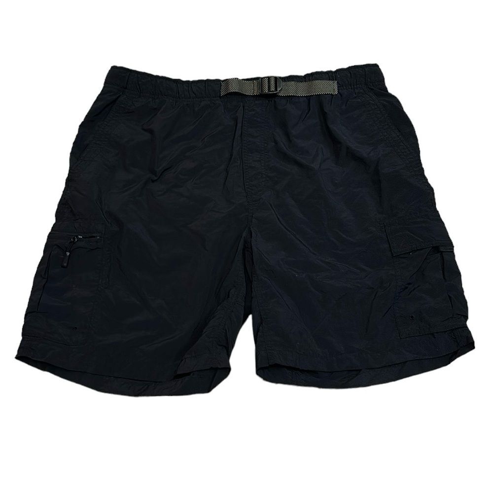Columbia Cargo Shorts Belted Hiking Camping Nylon Lined Black XL